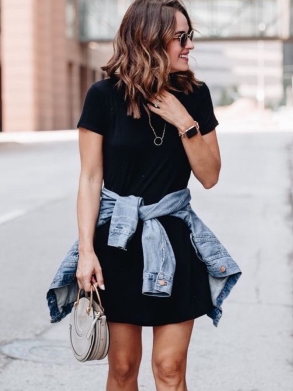 Madewell Tina Black Cotton T-Shirt Dress Small